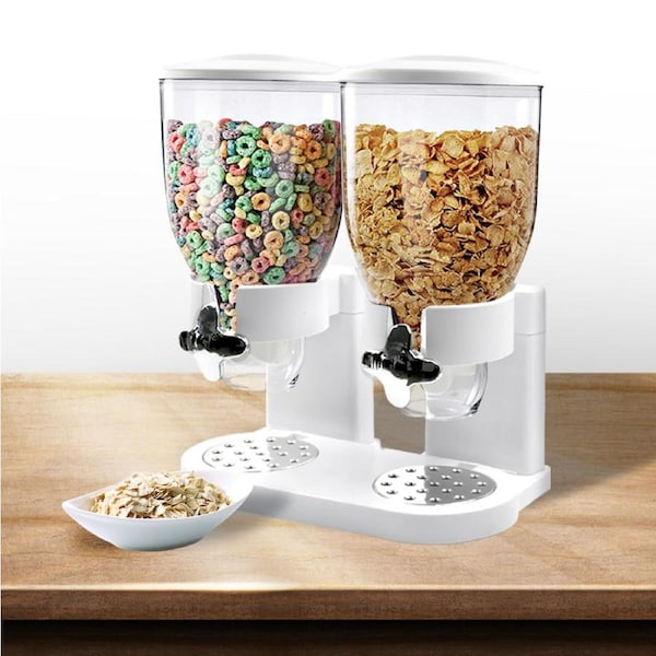 Toque Cereal Dispenser Double Container White