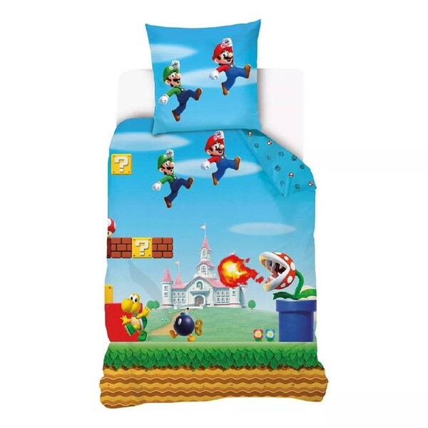 Nintendo Super Mario Level Cotton Quilt Cover Set - Single Bed Size