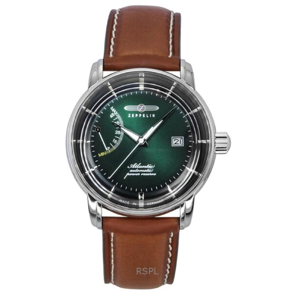 Zeppelin Atlantic Leather Strap Dark Green Dial Automatic 84624 Men's Watch