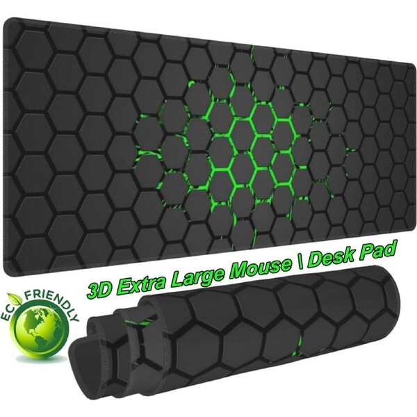 Gaming Mouse Pad Large Desk Pad 3D Mouse Mat with Non-Slip Base and Stitched Edge Highly E-friendly Material Waterproof Desk Mat for Home Office Work