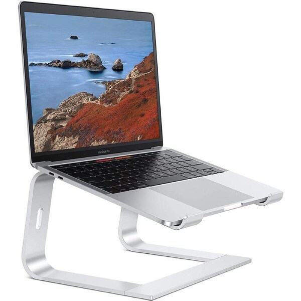 Laptop Stand Holder Aluminum Ergonomic Computer Stand Laptop Riser Detachable Notebook Stand Heavy Tablet Stand for 10-15.6” Laptops Silver