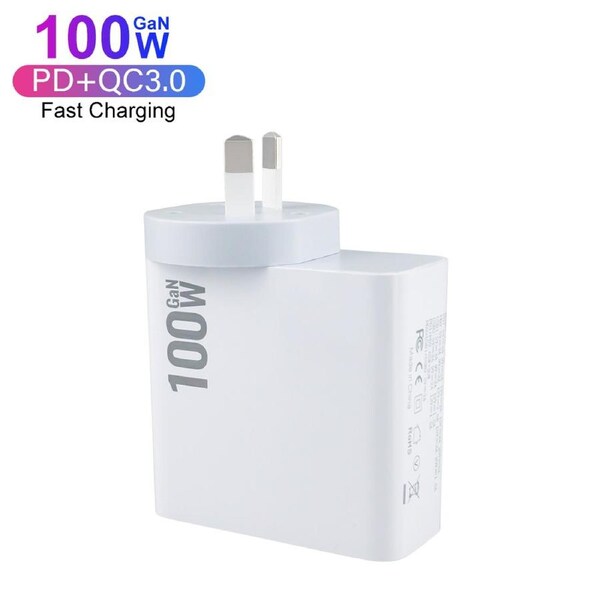 100W GaN USB C Charger - Fast Charger, 2 USB-C & 2 USB-A Port 100W/30W/18W Laptop PD Wall Charging Block Compatible with MacBook, NoteBook, Laptop,