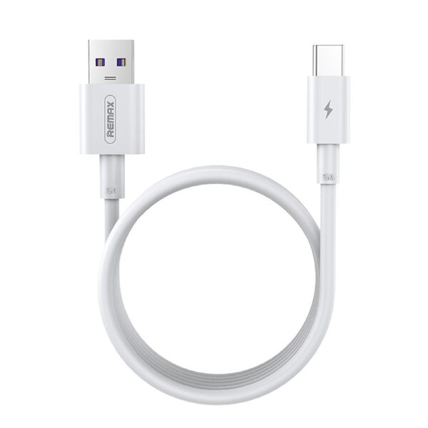 MOREJOY Remax 5A Super Fast Charging and Data TransmissionCable 1M A to C Cable Wihte