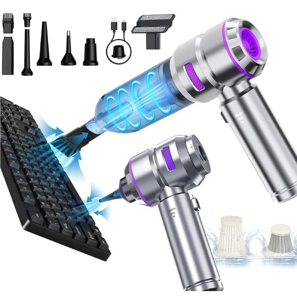 Keyboard Vacuum Cleaner 4 in 1 Car Vacuum Cleaner 22000PA Compressed Air Duster Brushless Motor Cordless Portable Pump Handheld Vacuum Strong Suction