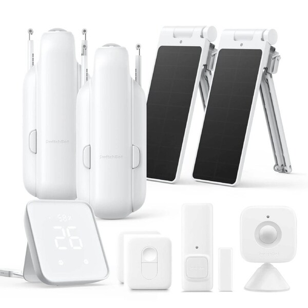 SwitchBot Curtain 3 Smart Home Ultimate Kit (2x Curtain U-Rail + 1x Hub 2 + 2x Sensors + 2x Remotes + 2x Solar Panels)