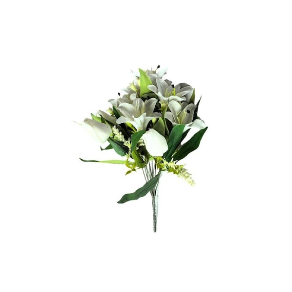 Artificial Lily/Tulip Bunch 36cm – White