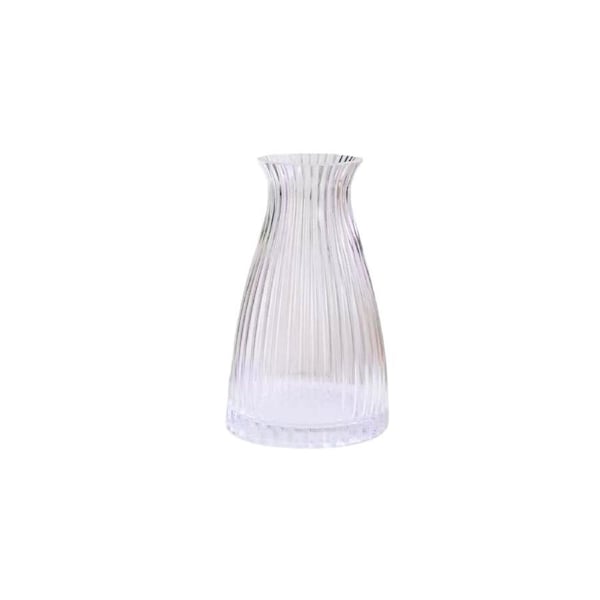 Ribbed Flower Glass Vase - 20cm