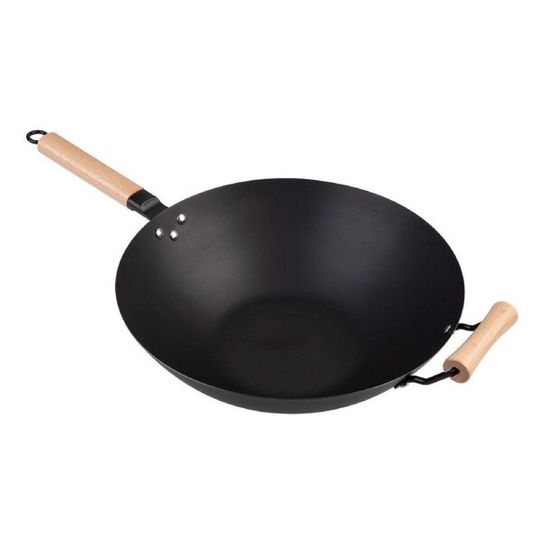 D.Line Black Carbon Steel Pre-Seasoned Wok 35.5cm