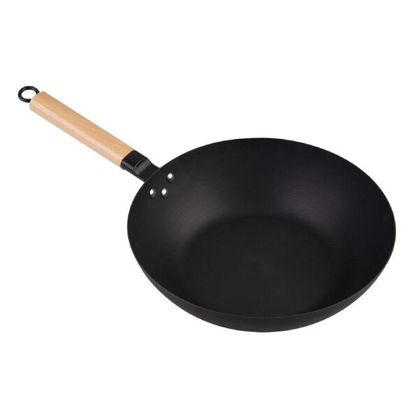 D.Line Black Carbon Steel Pre-Seasoned Wok 30cm