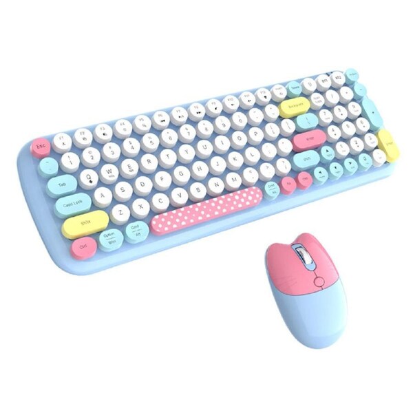 Catzon Wireless Keyboard and Mouse Combo 2.4G Wireless 3-Gear Adjustable DPI-Blue