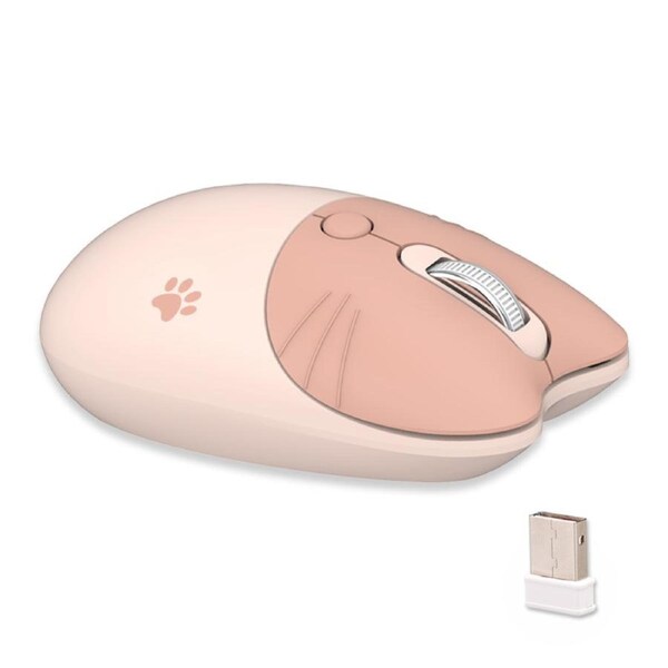 Catzon 2.4G Cute Silent Mouse with USB Receiver 3 Adjustable DPI for PC Laptop Mac M3-Milktea