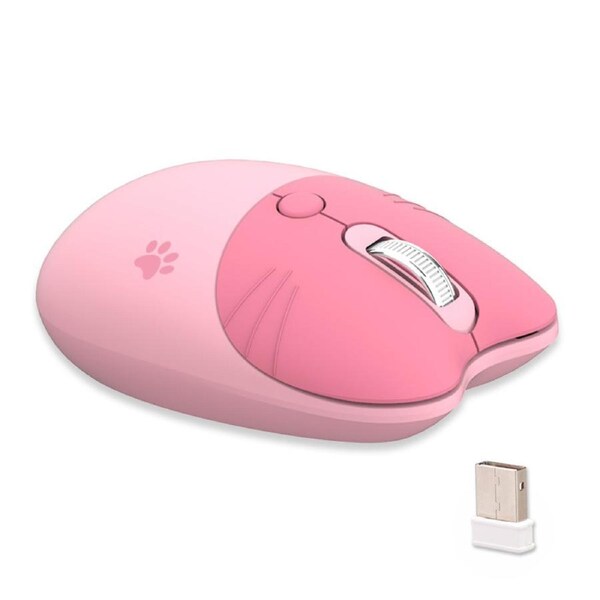 Catzon 2.4G Cute Silent Mouse with USB Receiver 3 Adjustable DPI for PC Laptop Mac M3-Pink