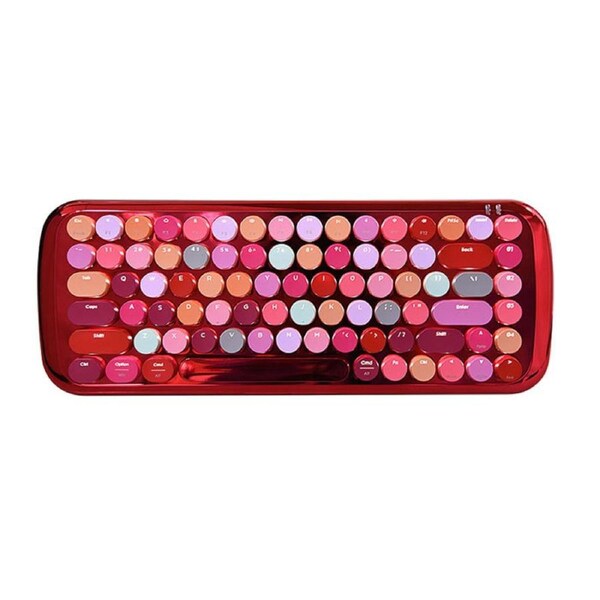 Catzon Joyroom Bluetooth Backlight Wireless Keyboard 84 Key Mechanical Retro Mixed Color Keyboard-Red