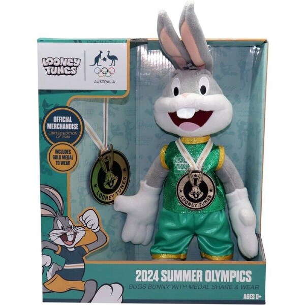 Looney Tunes 2024 Summer Olympics Bugs Bunny with Medal Share & Wear Plush 37cm