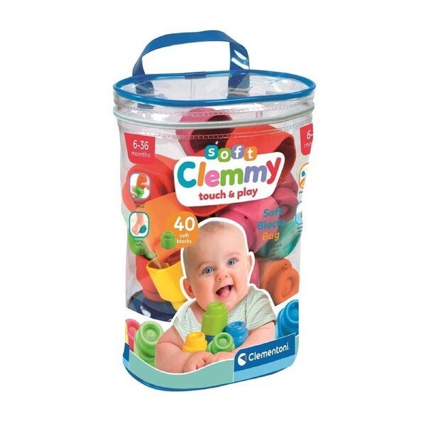 40pc Clementoni Soft Clemmy Touch & Play Soft Blocks Toy Baby/Infant 6m+