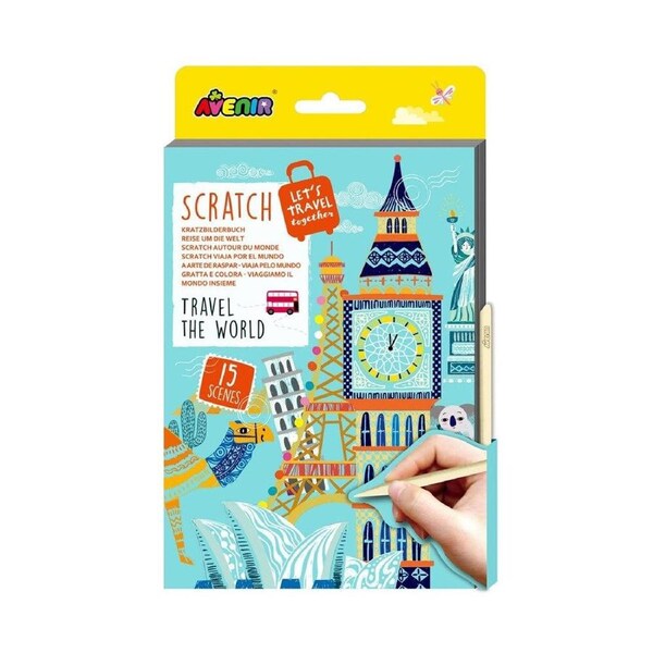 Avenir A5 Scratch Book Travel the World Art & Craft Toys 15.5x24cm Kids 5y+