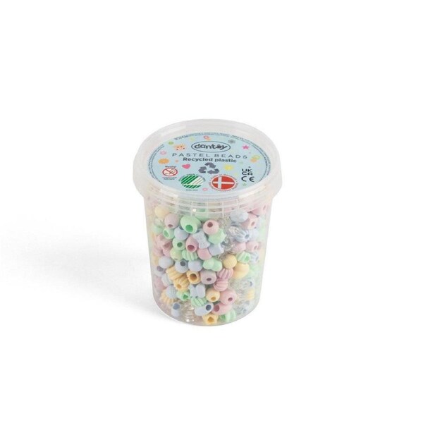 520pc Dantoy Recycled Plastic Beads Large Kids DIY Craft Toy Kit Pastel 3y+
