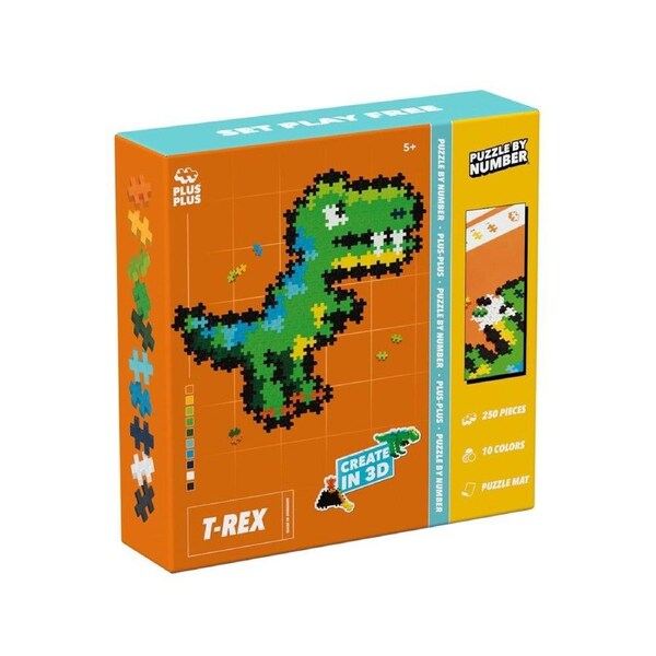 250pc Plus-Plus Puzzle By Number T-Rex Building Blocks STEM Toy Kids 5y+