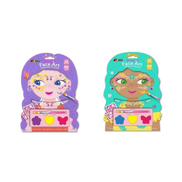 2pc Avenir Fancy Me My Creative Face Art Kit-Flower & Butterfly Princess Set 3y+
