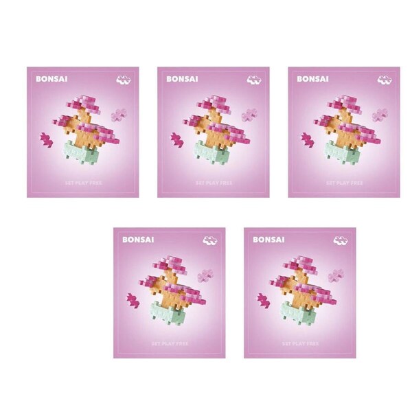 5PK Plus-Plus Plant Packs Building Toy Construction Set Pink Bonsai Kids 5y+