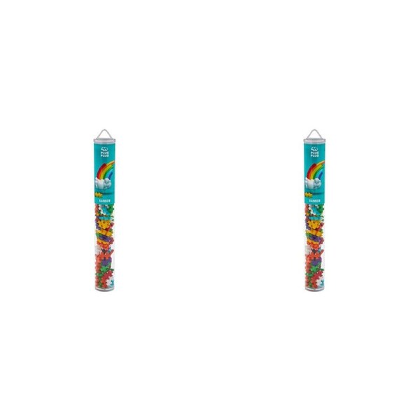 2x 100pc Plus-Plus Rainbow Color Mix Tube Building Blocks STEM Toys Kids 5y+