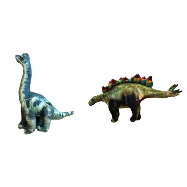 2pc Johnco Plush Dinosaur Soft Toy Stegosaurus and Brontosaurus Kids Set 3y+