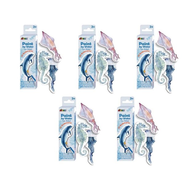 5PK Avenir Paint by Water Bookmarks Art & Craft Toys Sea Animal Kids 3y+