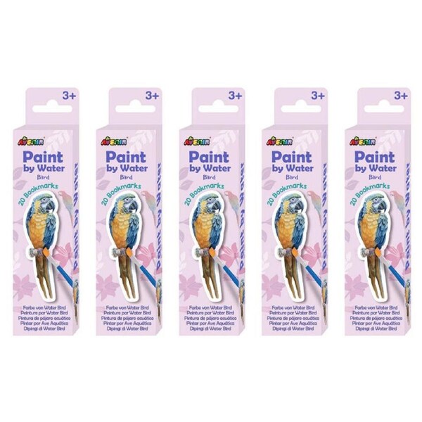 5PK Avenir Paint by Water Bookmarks DIY Art & Craft Toys 6x18.5cm Bird Kids 3y+