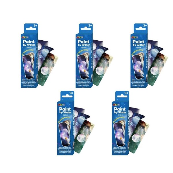5PK Avenir Paint by Water Bookmarks DIY Art & Craft Toys 6x18.5cm Space Kids 3y+