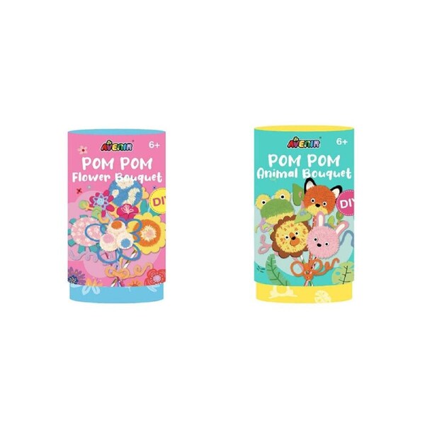 2pc Avenir Pom Pom Animals and Flowers Bouquet Art & Craft Toy Kids Set 6y+