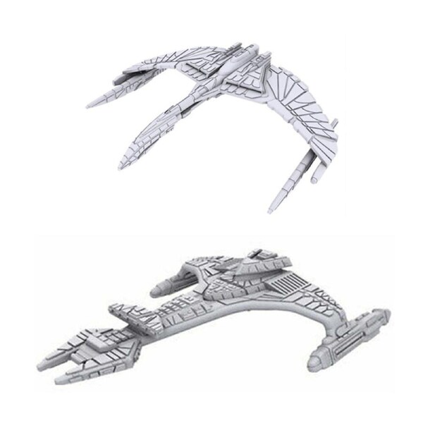 Star Trek Unpainted Valdore/Vor'Cha Class Ship Miniature Combo 14y+