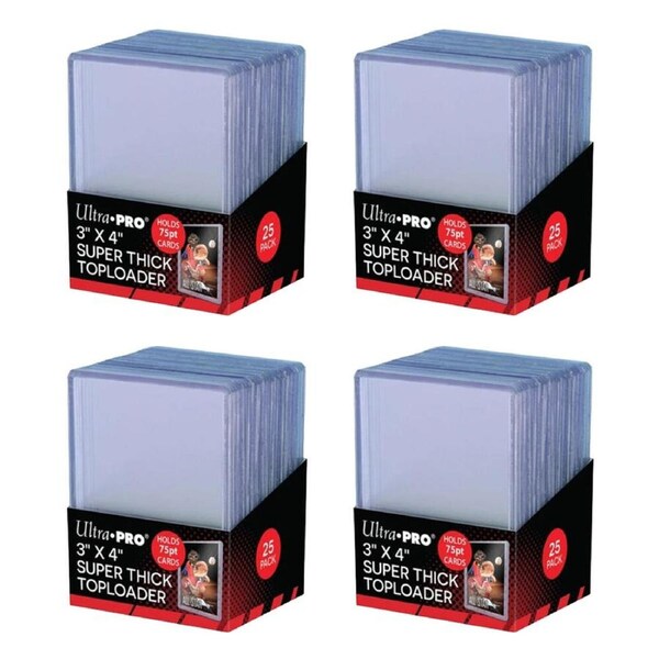 4x 25pc Ultra Pro Top Loader 75pt TCG/CCG Trading Card Protector Sleeve Case Set