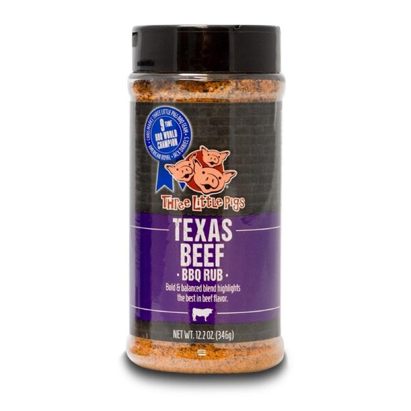 Three Little Pigs Texas Beef BBQ Rub 12.2oz - Premium Beef Rub for Brisket, Steak, Burgers & Smoked Chili