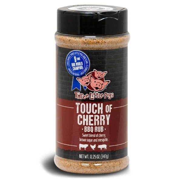 Three Little Pigs Touch of Cherry BBQ Rub 12.25oz - Premium Cherry-Kissed Rub for Pork, Ham, Chicken & Glazed BBQ