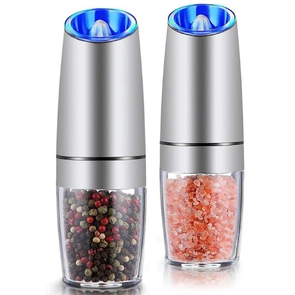 Twin Pack Electric Salt & Pepper Grinder Mills Shakers Silver