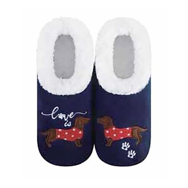 Slumbies Pairables Women's Extra Large - Love Is Dog Winter Slippers, Sunbird SLUPDS04