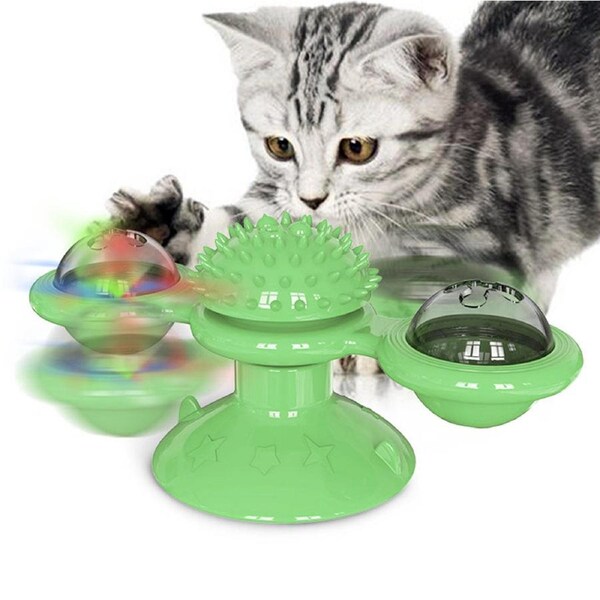 Cat Interactive Toy Windmill Turntable Green