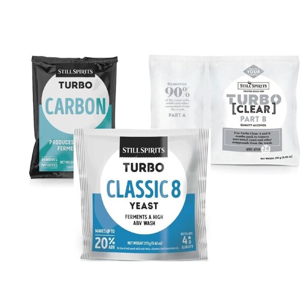 Classic 8 Turbo Yeast, Clear & Carbon Pro Kit Spirit Distilling Brewing