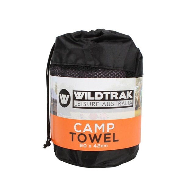Wildtrak Quick Dry 90x42cm Camp Towel Rectangle w/Bag Outdoor Camping Small Grey