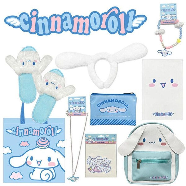 Cinnamoroll Showbag (backpack, necklace, slippers, tech decals, phone charm)