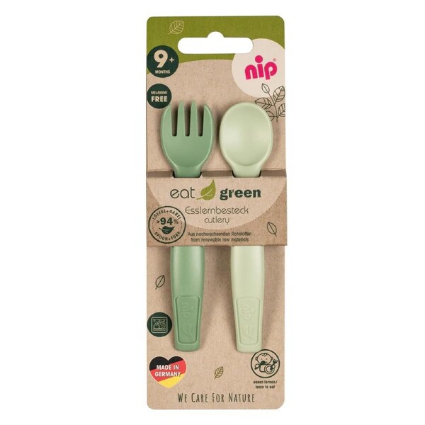 2pc Nip Baby/Infant Eat Green Cutlery/Utensil Tableware Feeding Set Green 9m+