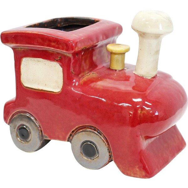 LVD Ceramic Planter Train Decorative Flower Plant Pot Home Decor 15.5x12.5cm