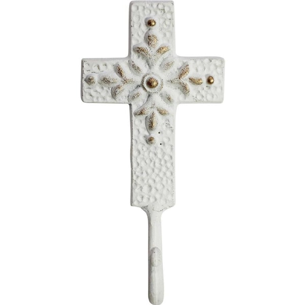 LVD Metal Hook Cross Classic Decorative Home Decor Organisation 9x18cm White