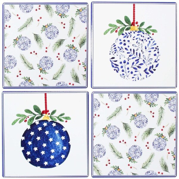 4pc LVD Coasters Hamptons Christmas Decorative Barware/Serveware Home Kitchen