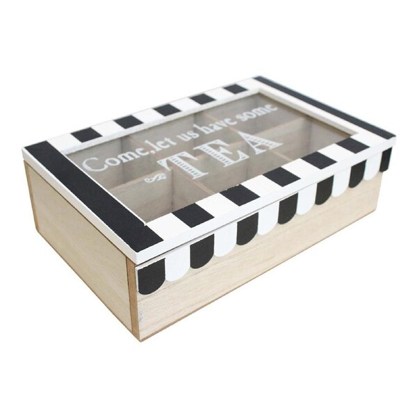 Cafe MDF/Glass 23cm Tea Box Kitchen Decorative Coffee/Teabags Organiser Large