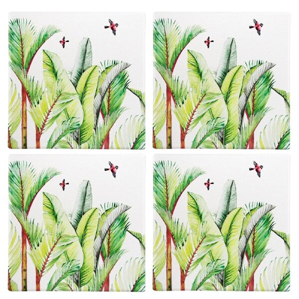 4pc LVD Ceramic Coasters Tropics Mat/Pad Home/Kitchen Decor 9.5cm Square