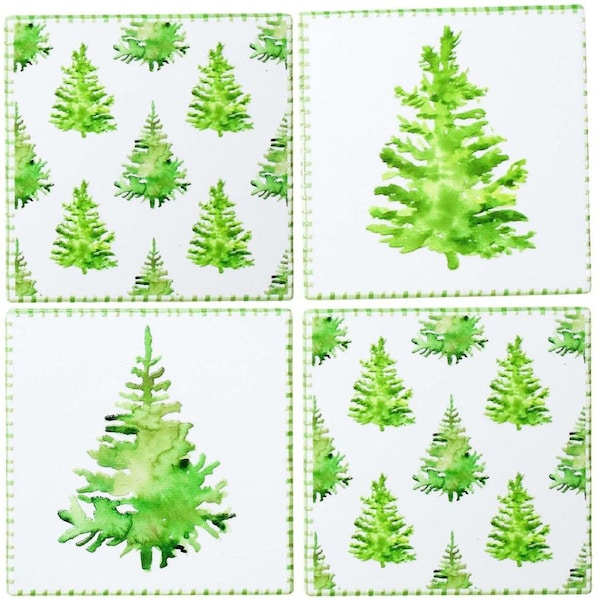4pc LVD Coasters Pine Trees Decorative Barware/Serveware Home Kitchen Decor