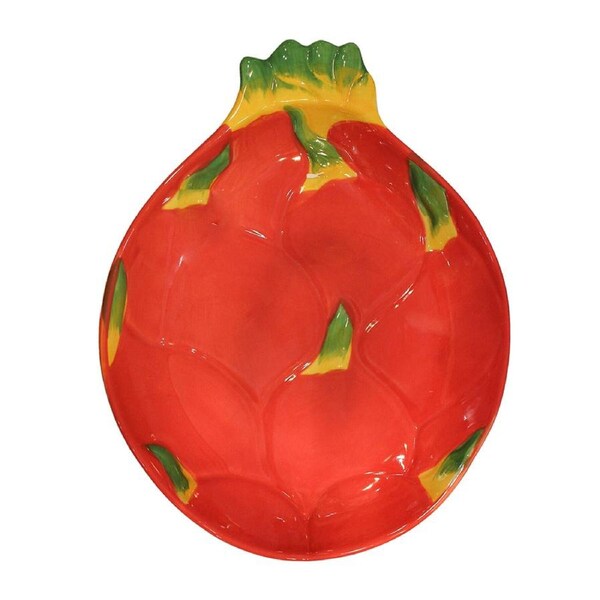 Dragon Fruit Ceramic 25.5cm Dessert Plate Snack Dish Round Tabletop Home Decor