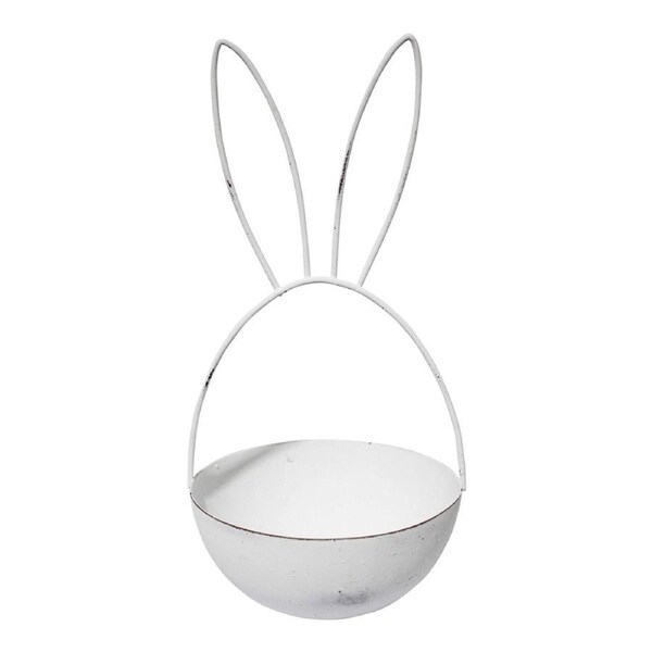Rabbit Ears 22.5x11cm Metal Decorative Bowl Tabletop Home Kitchen Decor White