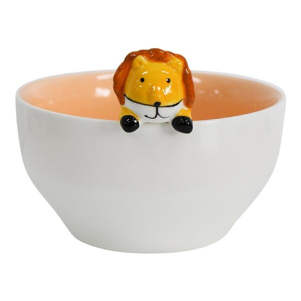 Porcelain 16cm Lion Serving Side Food Snack Bowl Round Serve Tableware White